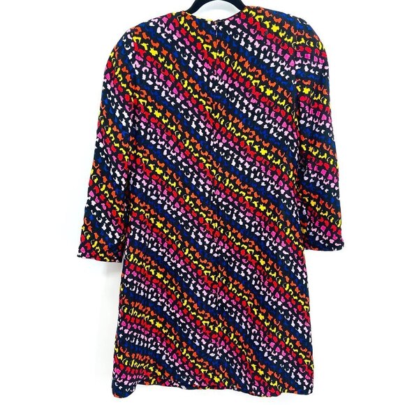 DAVID HAYES Saks Fifth Avenue Vintage 100% Silk Shoulder Pad Shift Dress Size 8 - Picture 2 of 8